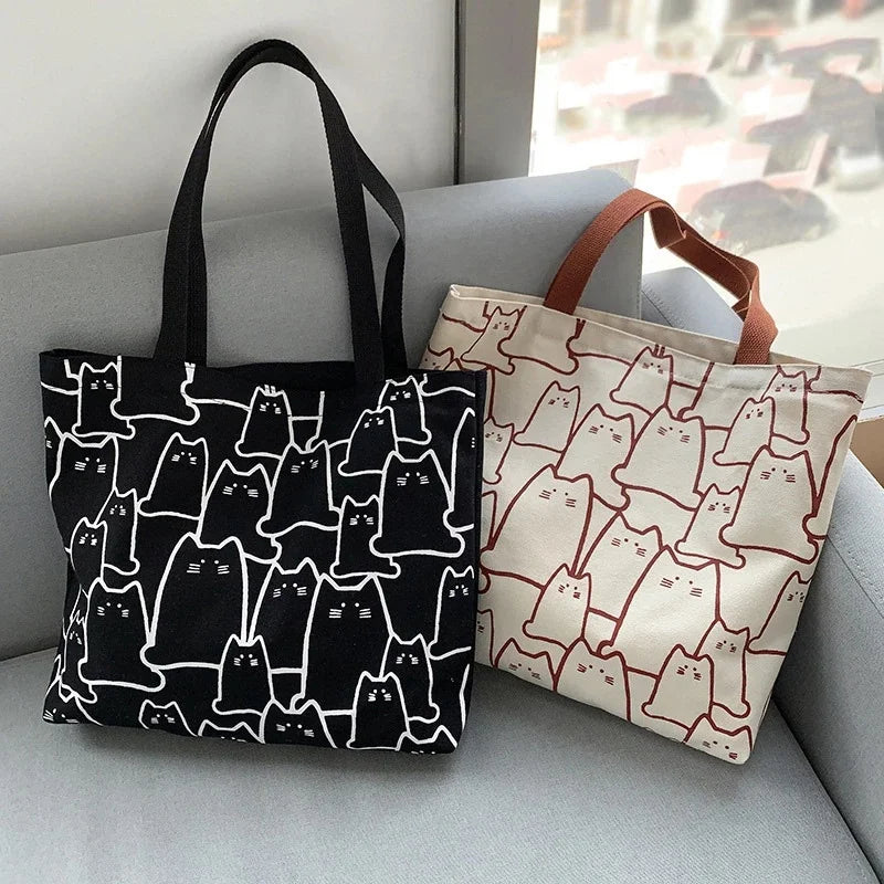 Cute Cat Canvas Shoulder Bag