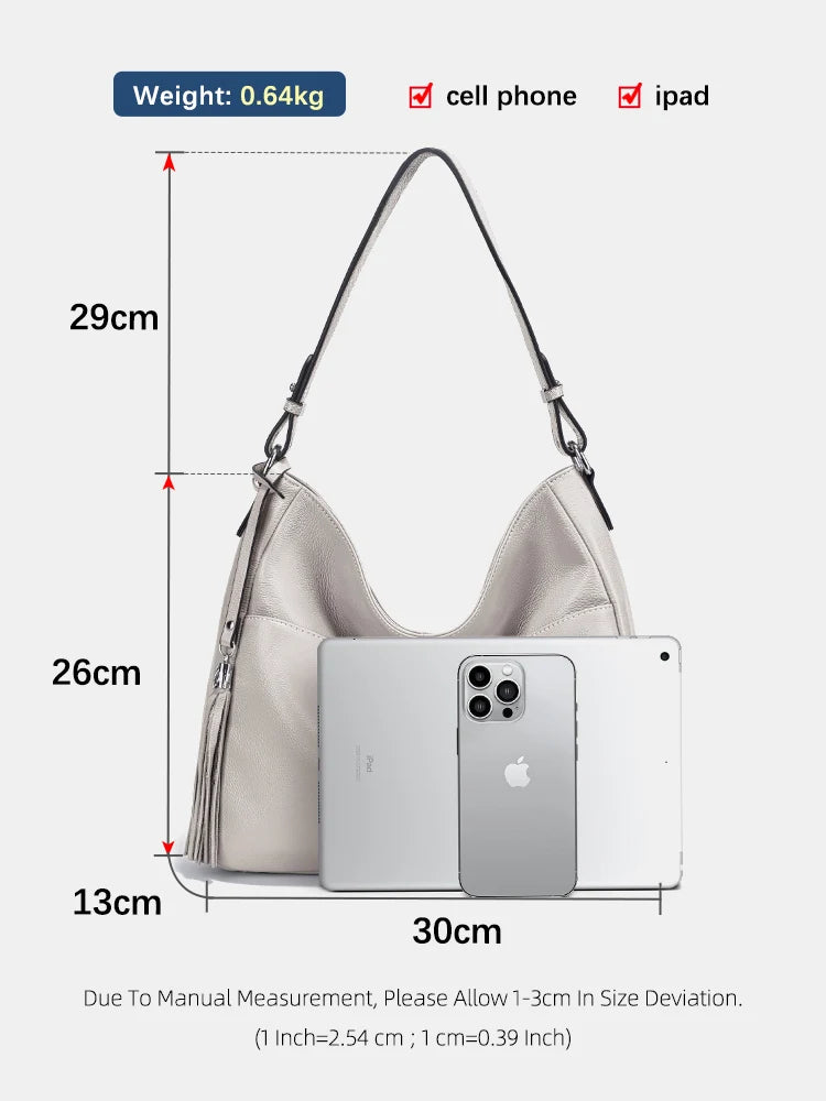Elegant Tassel Soft Leather Hobo