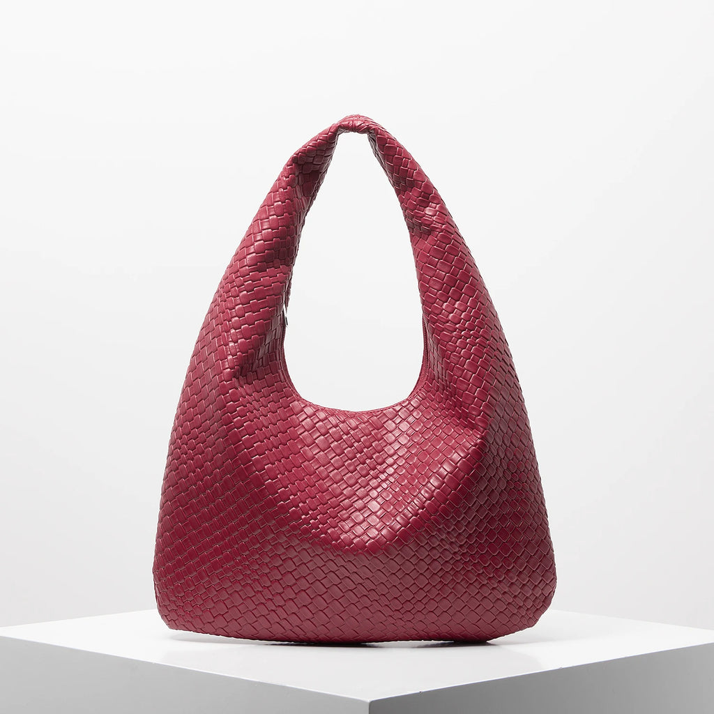 Woven Vegan Leather Hobo Bag