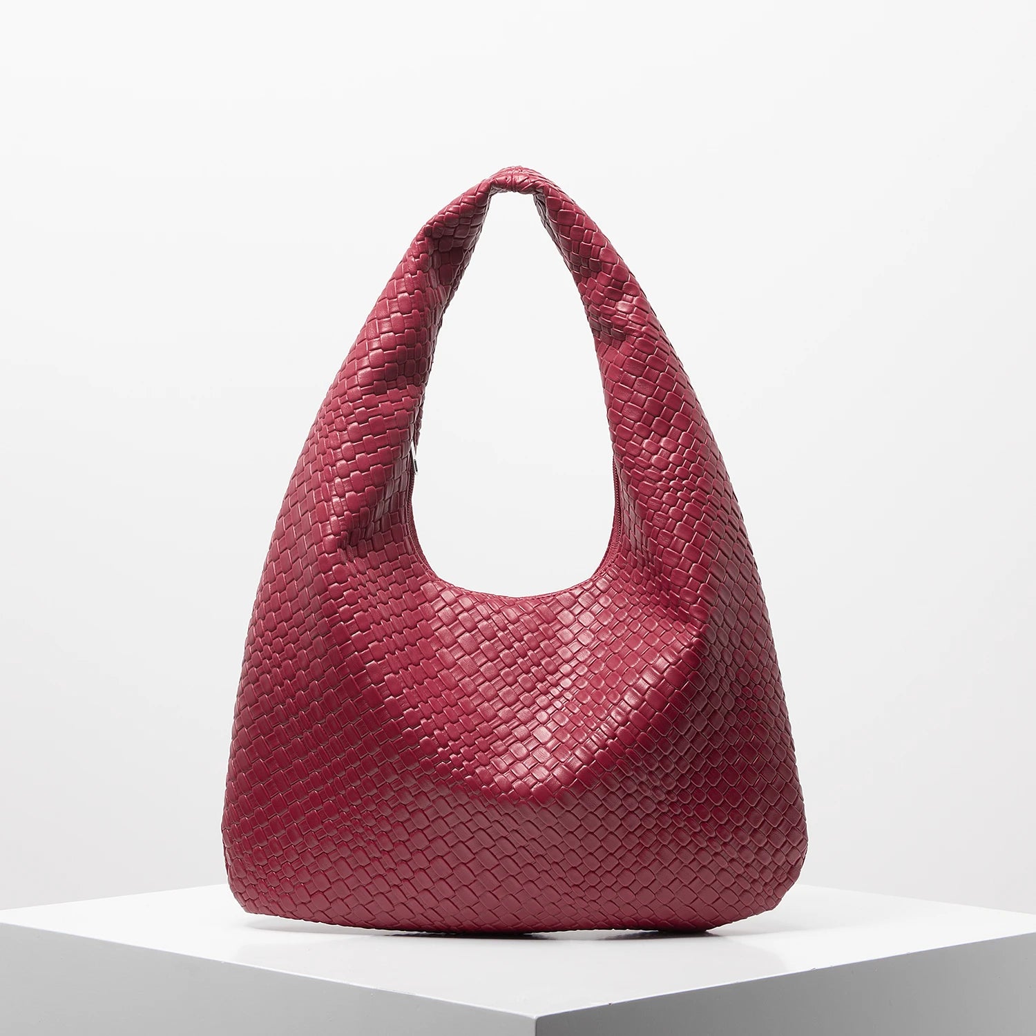 Woven Vegan Leather Hobo Bag