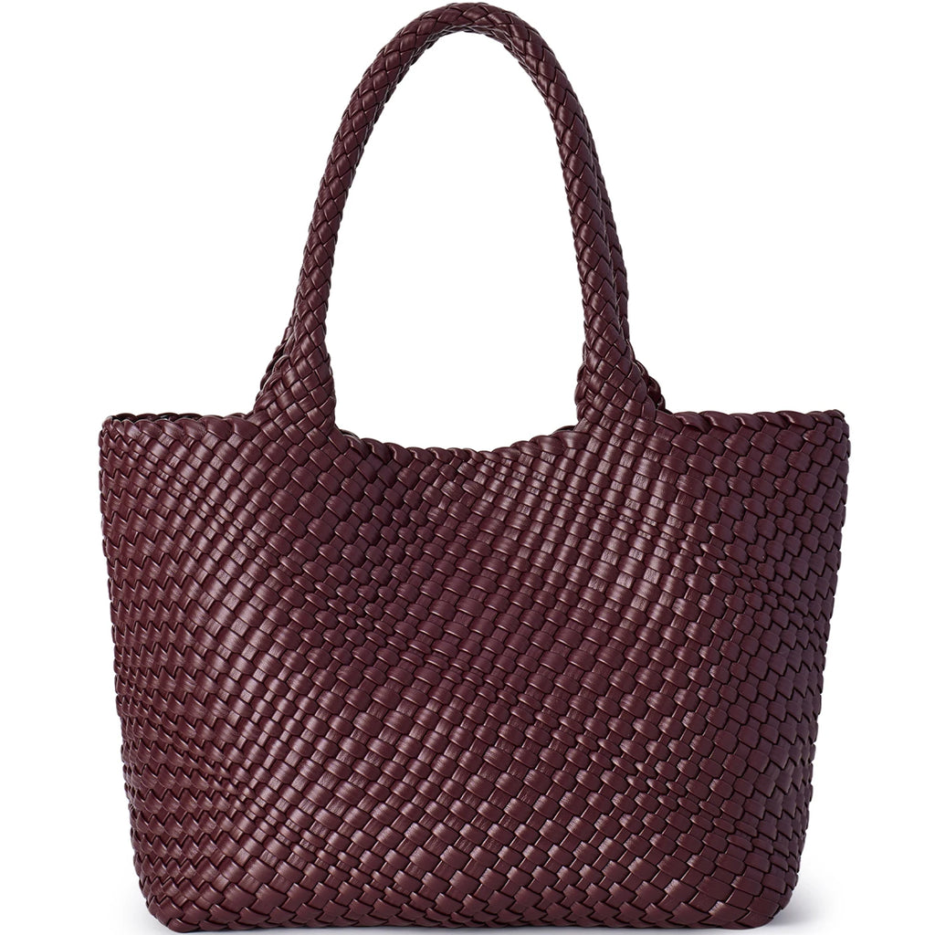 Woven Vegan Leather Beach Tote