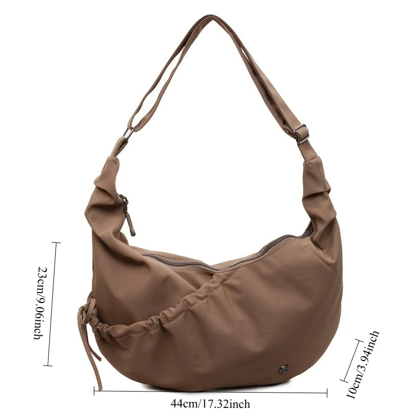 Crinkled Nylon Hobo Bag