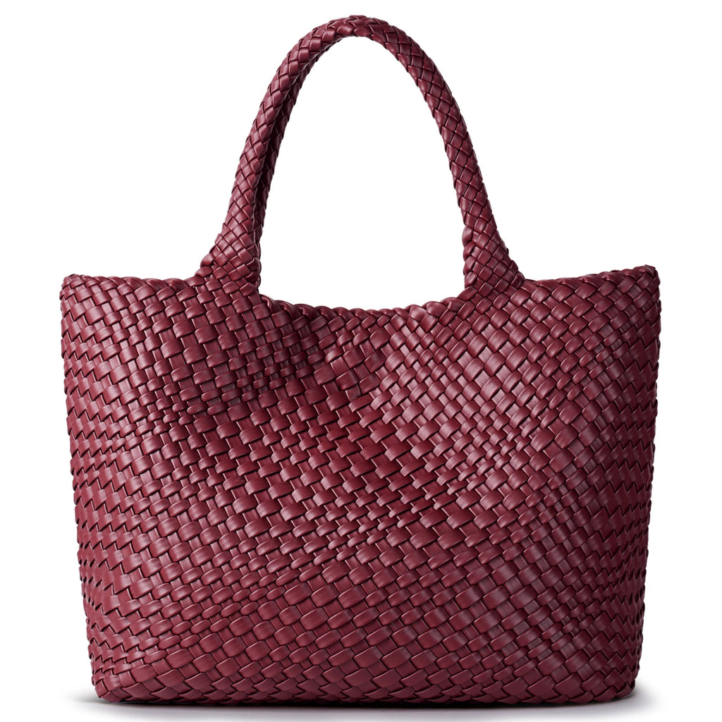 Woven Vegan Leather Beach Tote