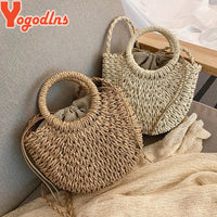 Handmade Rattan Half Round Bag