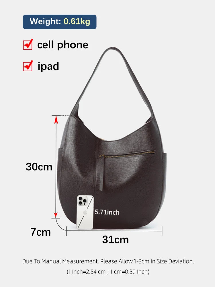 European Style Leather Hobo Tote