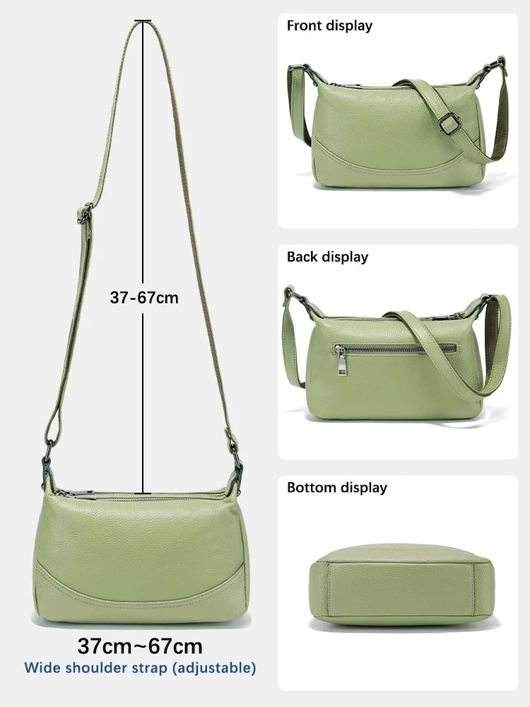 Soft Cowhide Double Zip Hobo