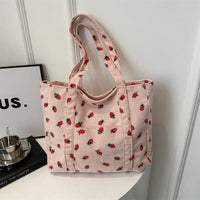 Strawberry Corduroy Tote Bag