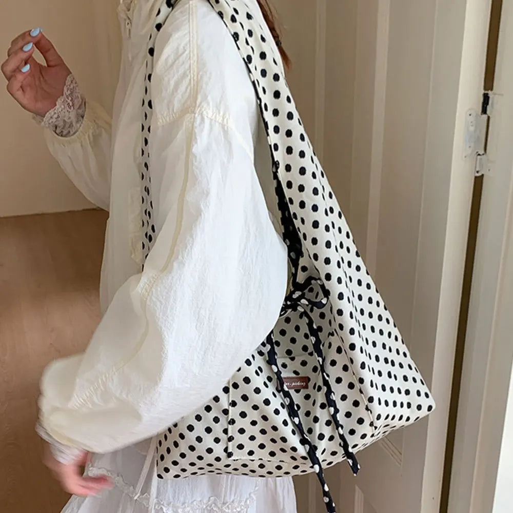 Polka Dot Double-Sided Hobo Bag