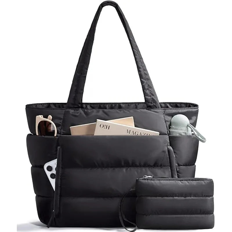 Quilted Multi-Compartment Tote Bag