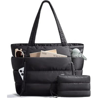 Quilted Multi-Compartment Tote Bag