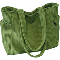 Striped Corduroy Tote Bag