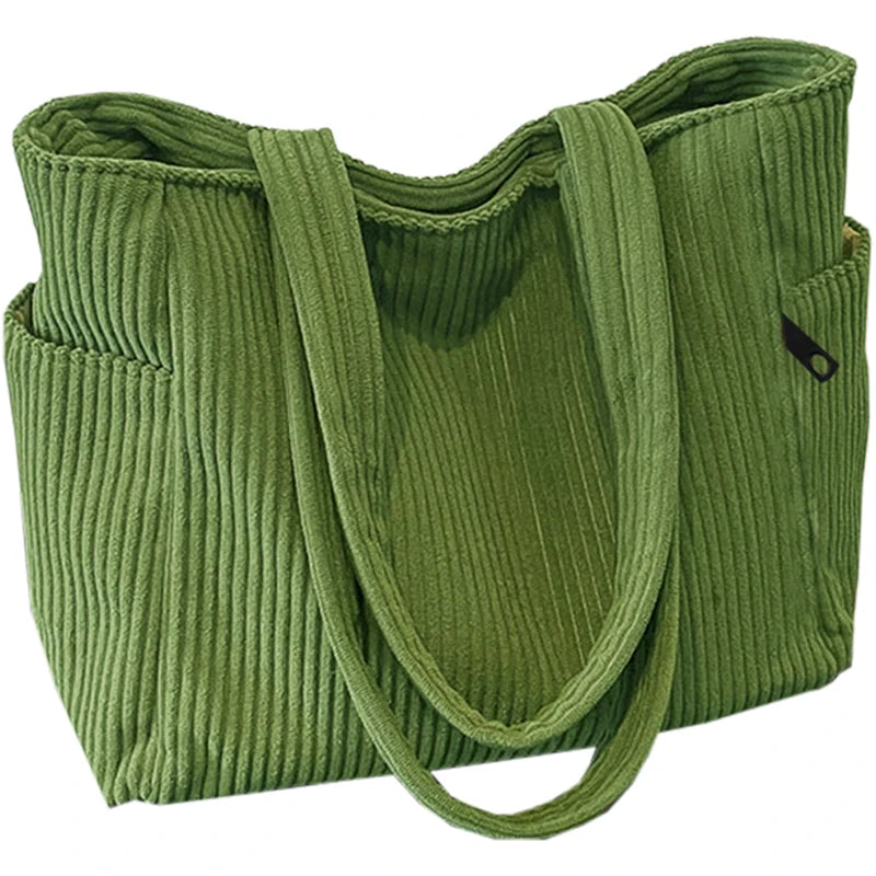 Striped Corduroy Tote Bag