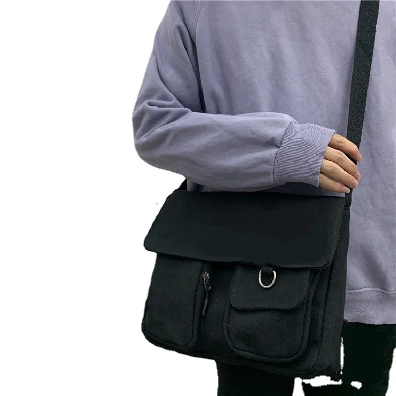 Printed Canvas Messenger Bag