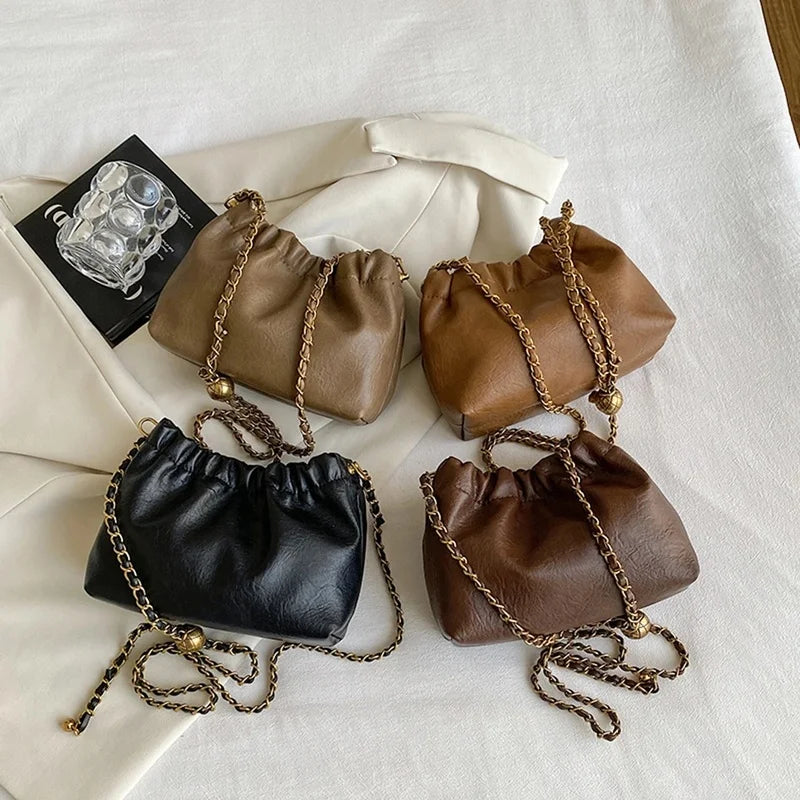 Pleated Chain Shoulder Bag