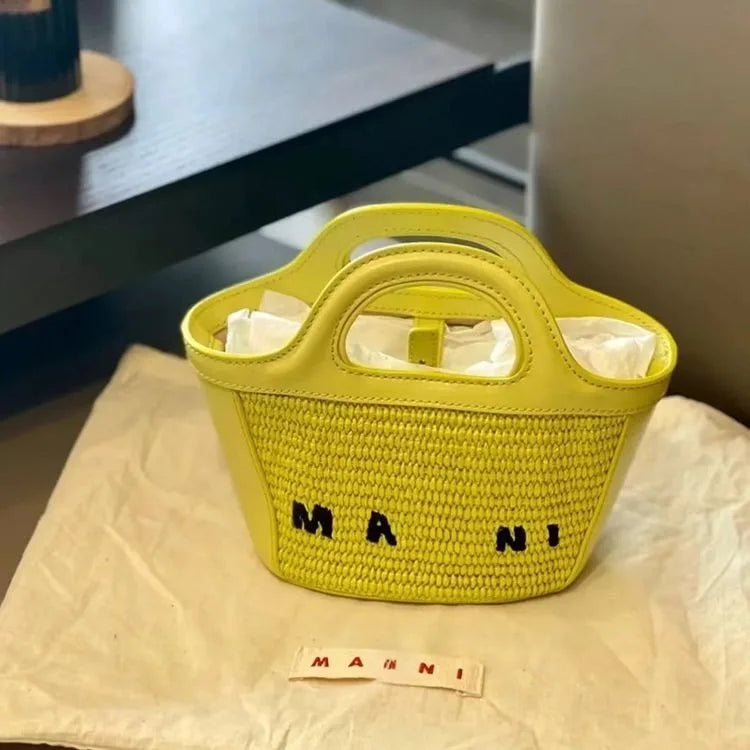 Woven Straw Basket Bag
