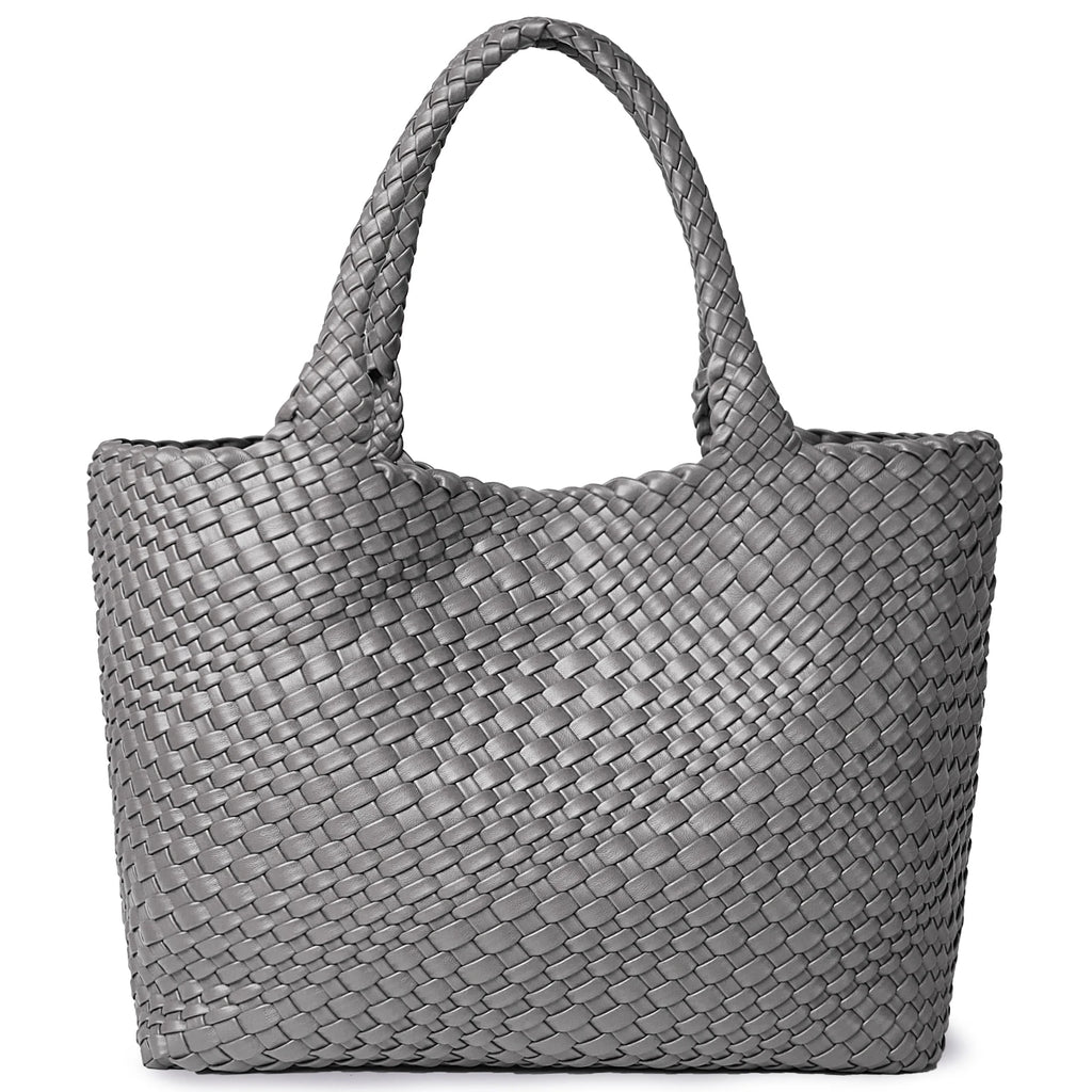 Woven Vegan Leather Beach Tote