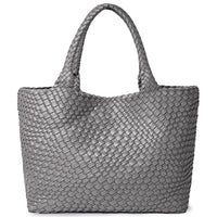 Woven Vegan Leather Beach Tote