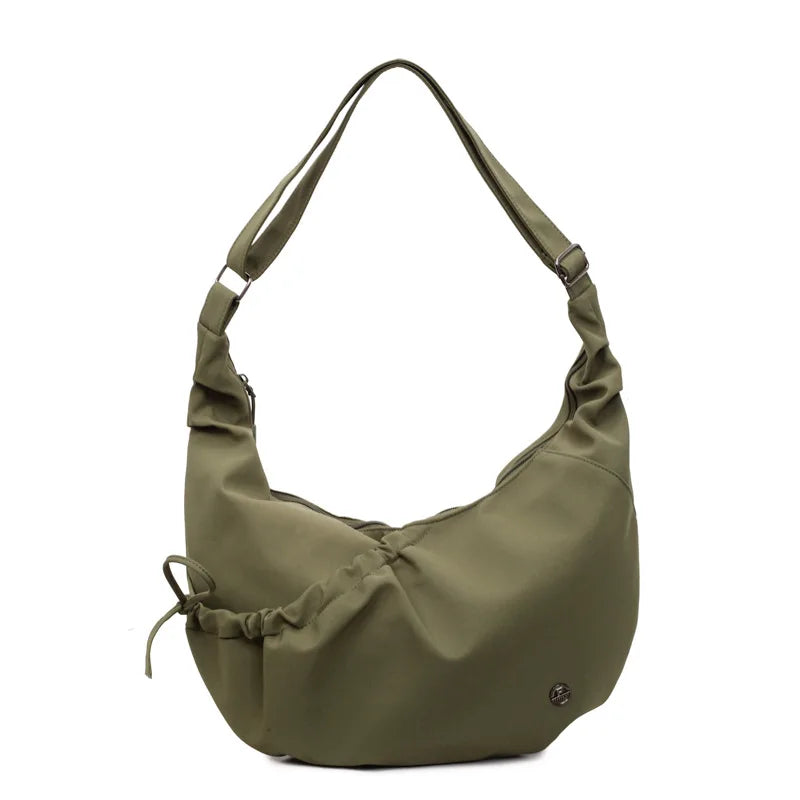 Crinkled Nylon Hobo Bag