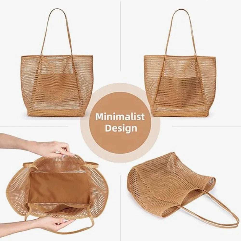 Foldable Mesh Beach Tote