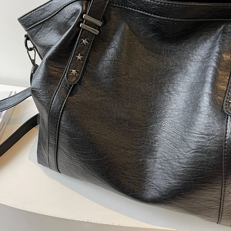 Soft Vegan Leather Shopper Tote