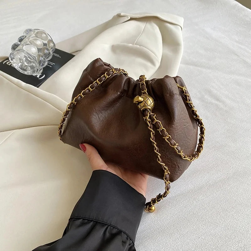 Pleated Chain Shoulder Bag