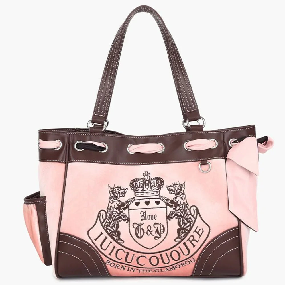 Y2K Embroidered Velvet Tote