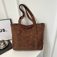Strawberry Corduroy Tote Bag