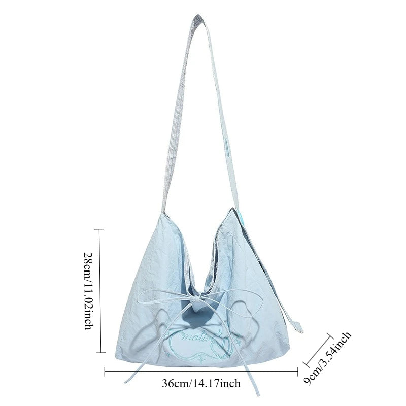 Plaid Nylon Hobo Tote