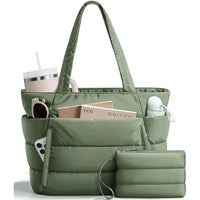 Quilted Multi-Compartment Tote Bag