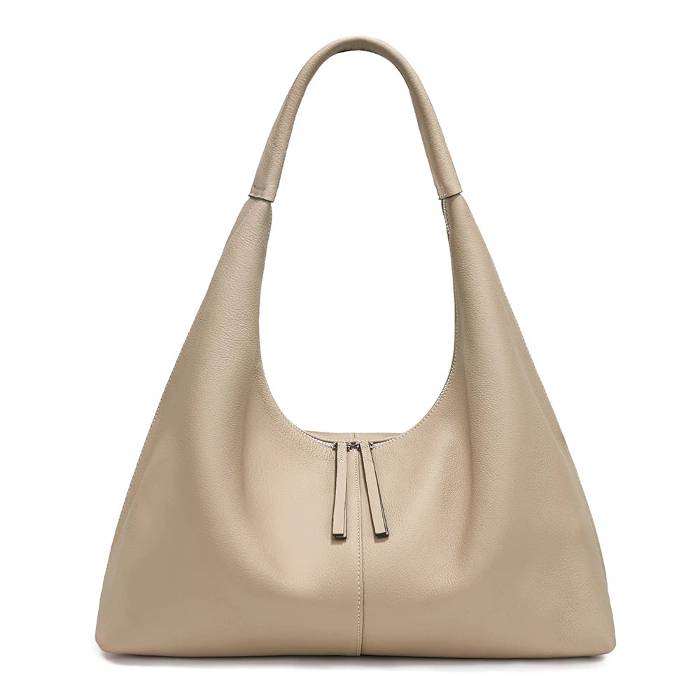 Large Genuine Leather Hobo Tote