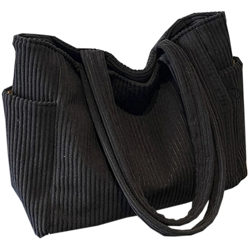 Striped Corduroy Tote Bag