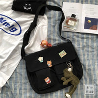 Printed Canvas Messenger Bag