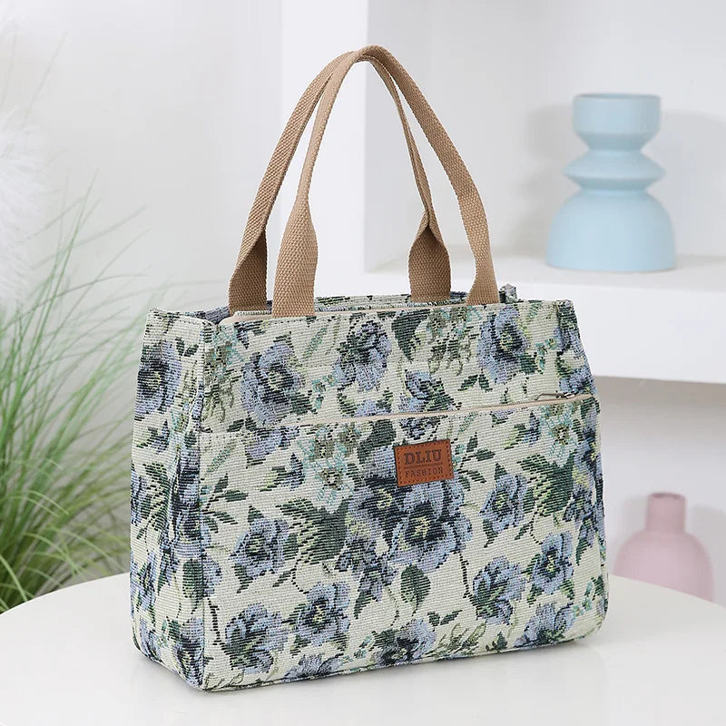 Floral Print Fabric Tote Bag
