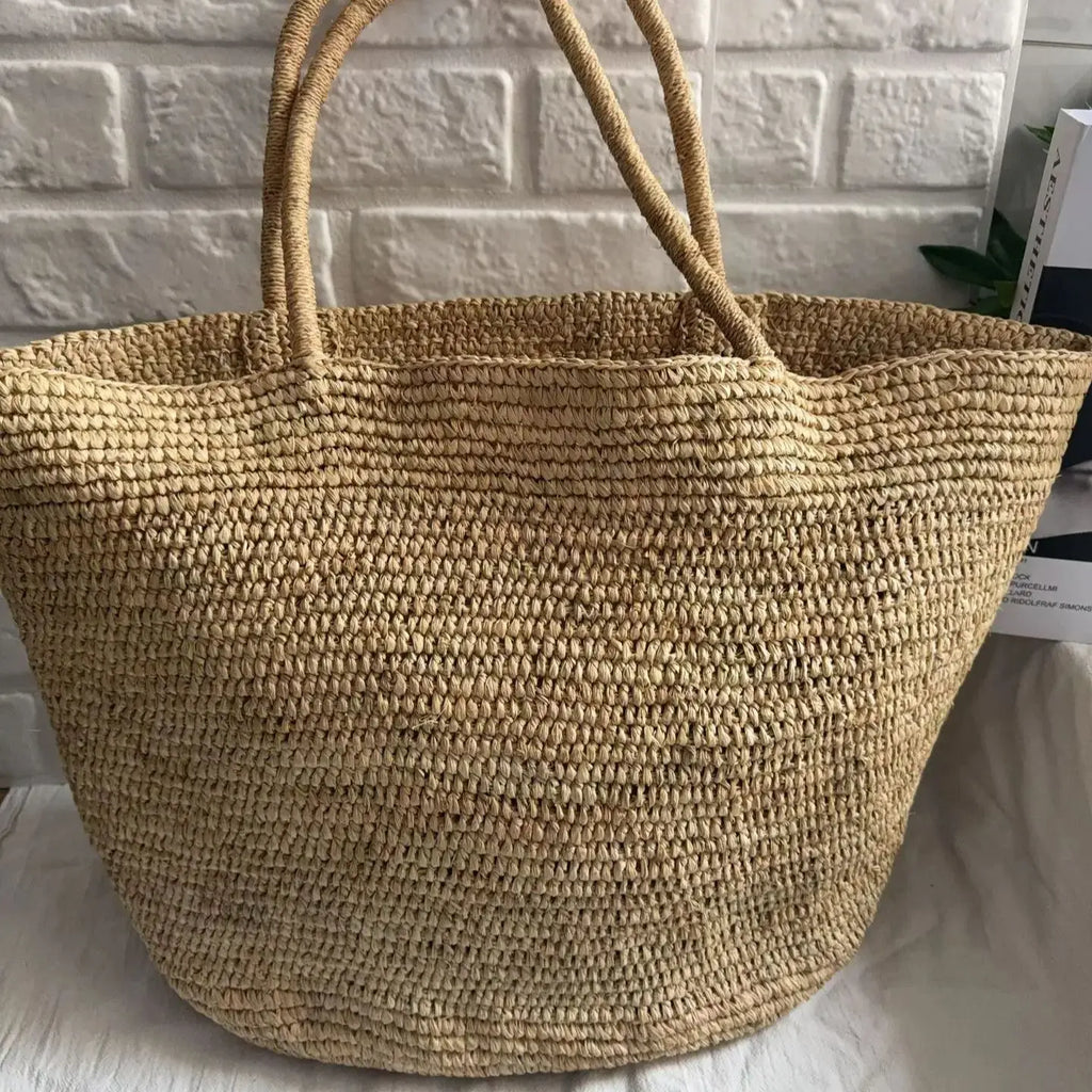 Hand Woven Rattan Beach Tote