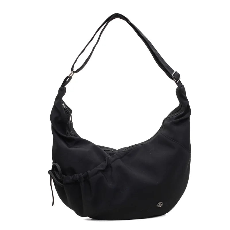 Crinkled Nylon Hobo Bag