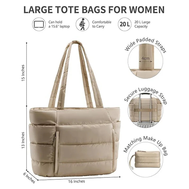 Quilted Multi-Compartment Tote Bag