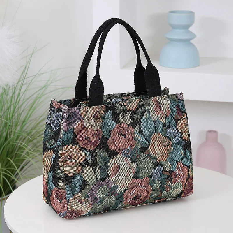 Floral Print Fabric Tote Bag