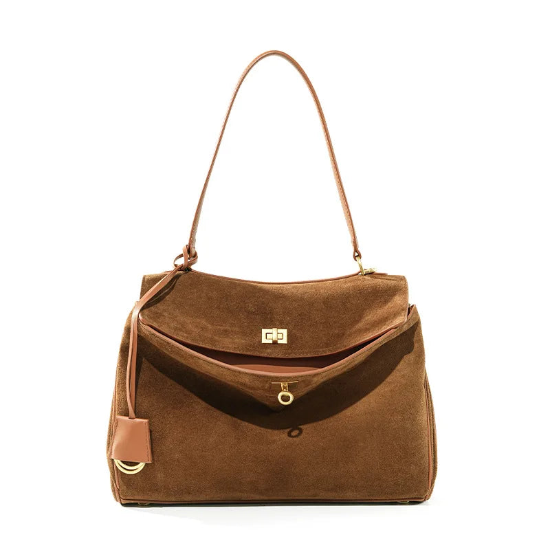 Suede Genuine Leather Tote Bag