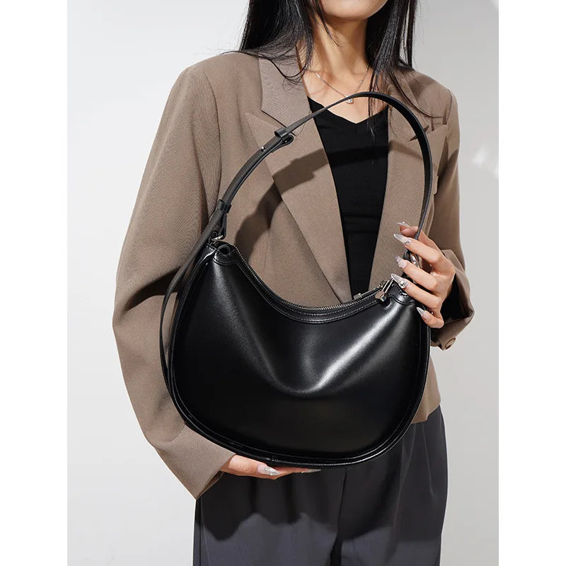 Cowhide Leather Top Handle Hobo