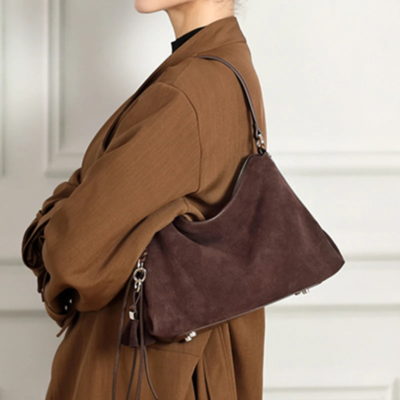Retro Suede Tassel Hobo Bag