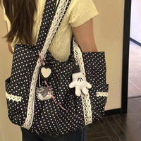 Vintage Lace Polka Dot Tote