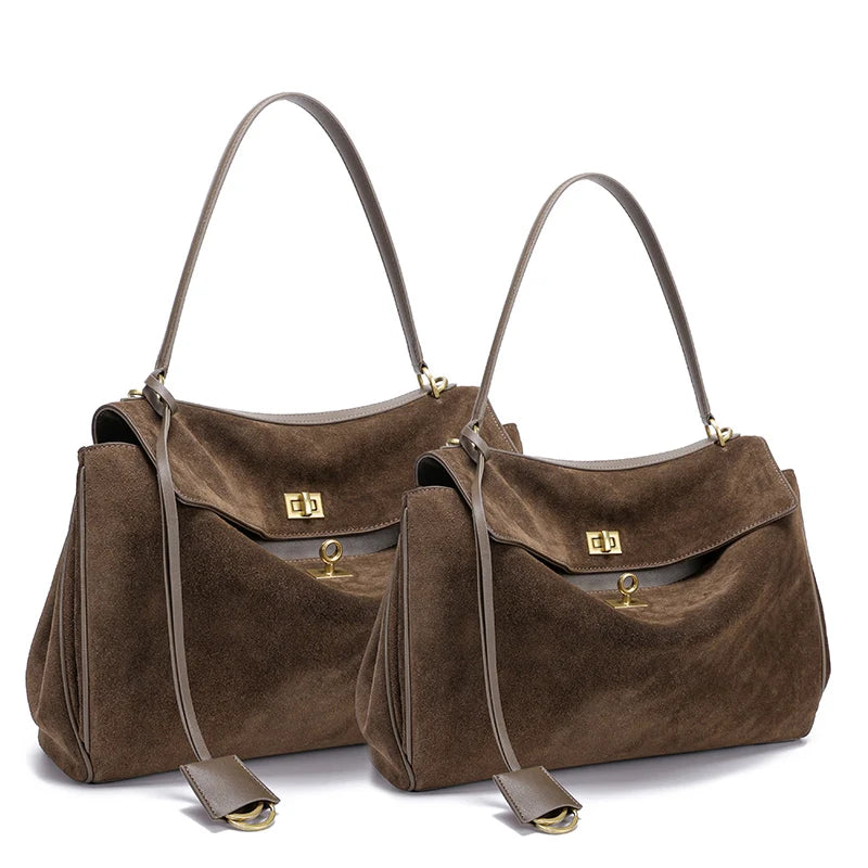 Suede Genuine Leather Tote Bag