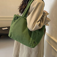 Striped Corduroy Tote Bag