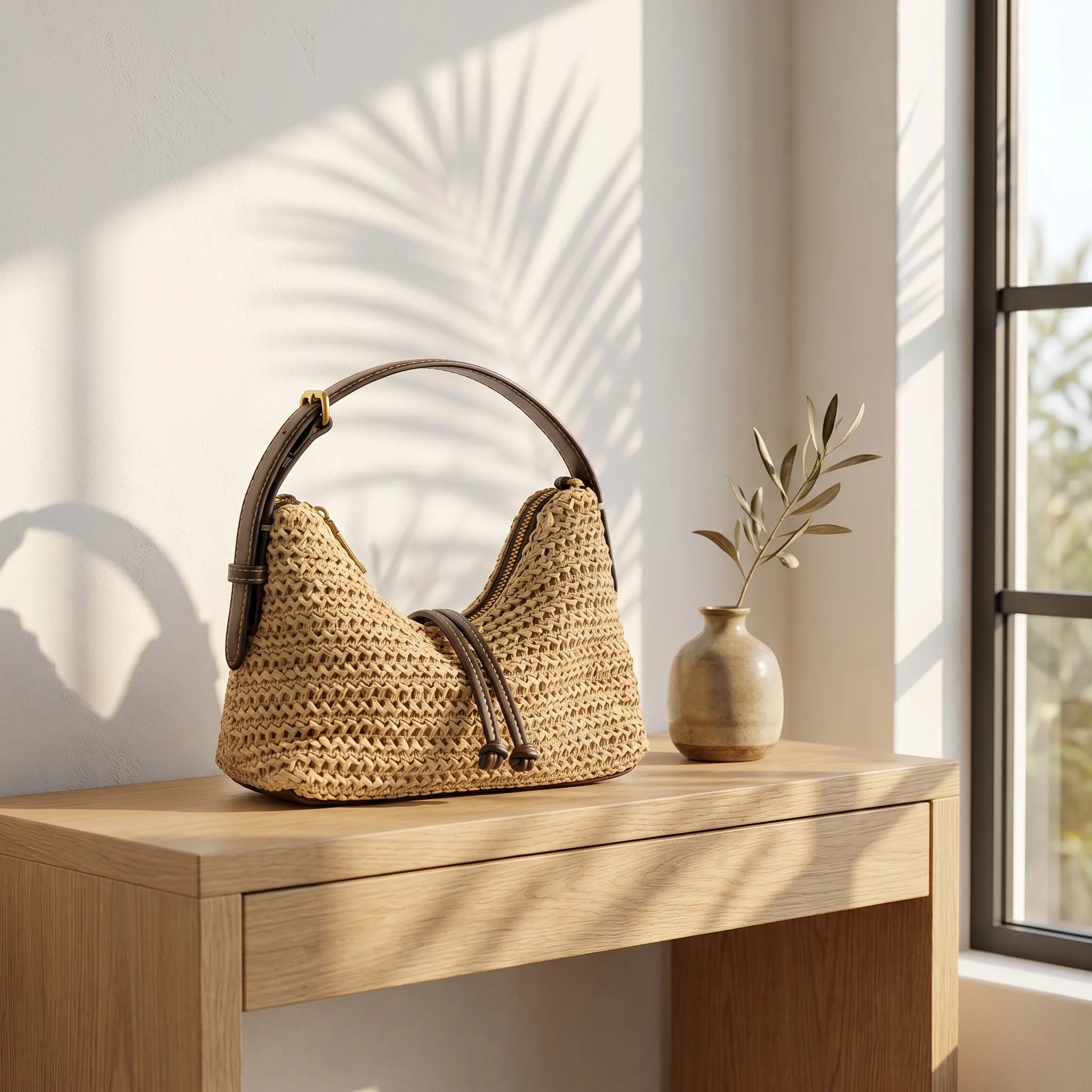 Woven Straw Summer Hobo Bag