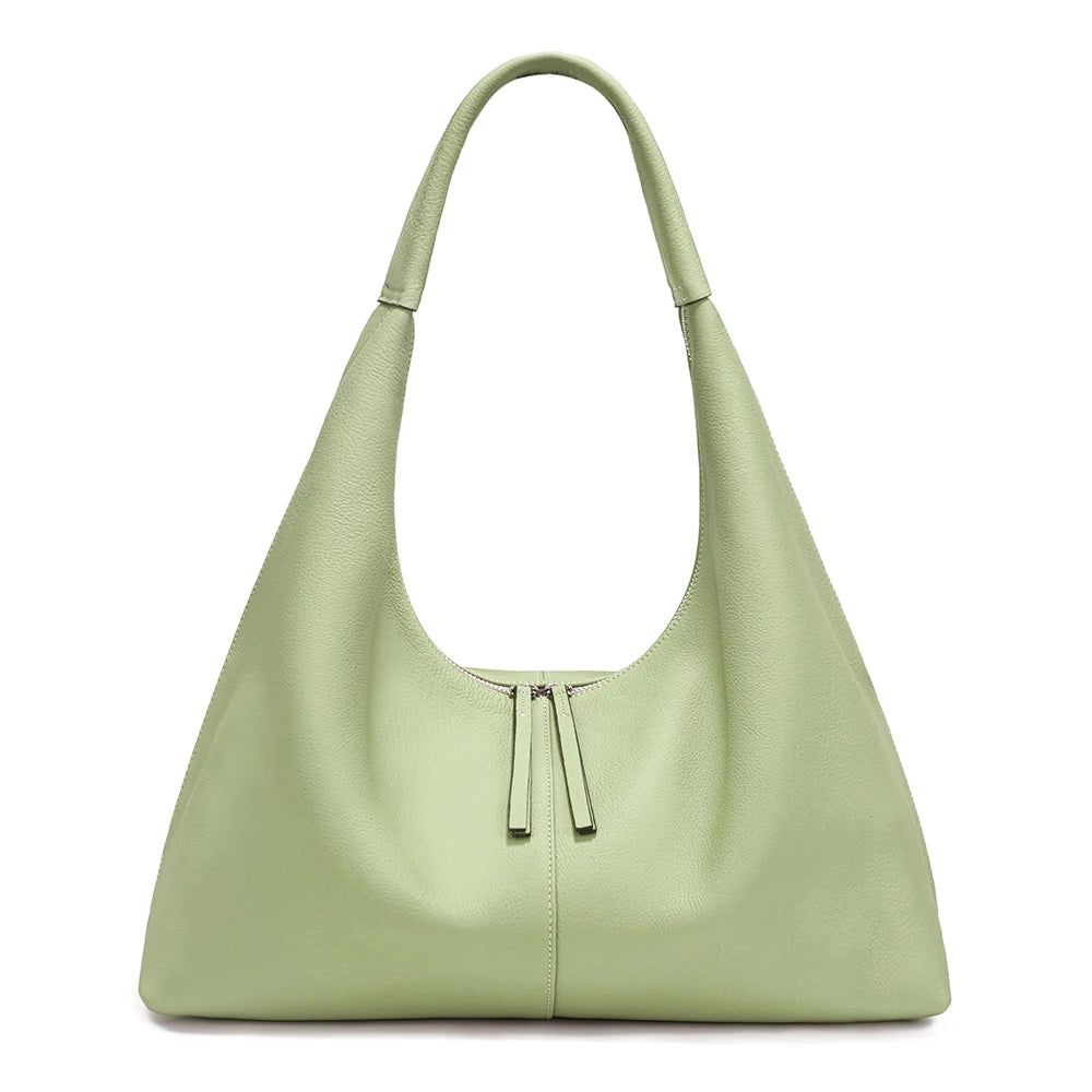 Large Genuine Leather Hobo Tote