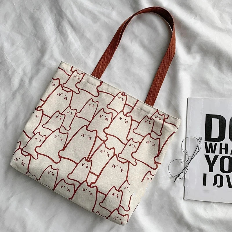 Cute Cat Canvas Shoulder Bag