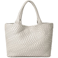 Woven Vegan Leather Beach Tote