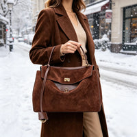 Suede Genuine Leather Tote Bag
