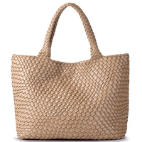 Woven Vegan Leather Beach Tote