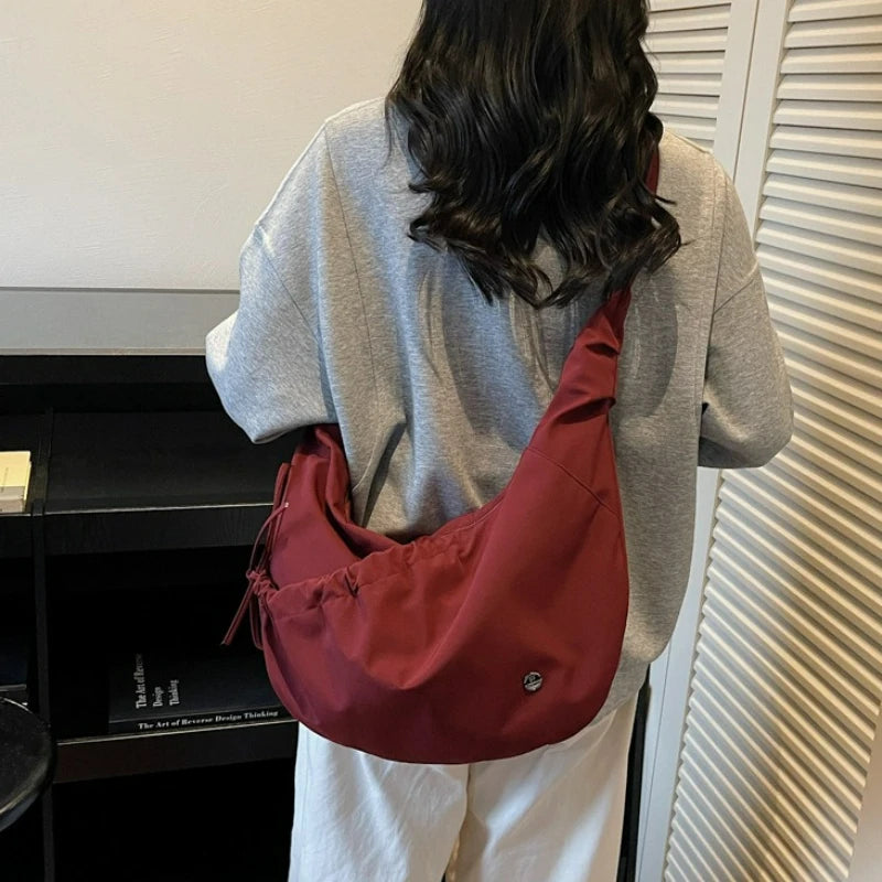 Crinkled Nylon Hobo Bag